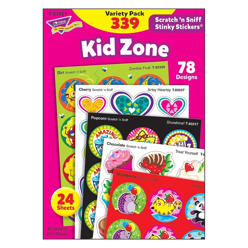 Trend Kid Zone Stinky Stickers Variety Pack by TREND Enterprises, Inc.; 339 ct.; 78 Designs, 8 scents - Image 1